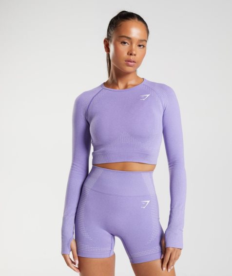 Women's Gymshark Vital Seamless 2.0 Cropped Tops Purple | CA DAN376